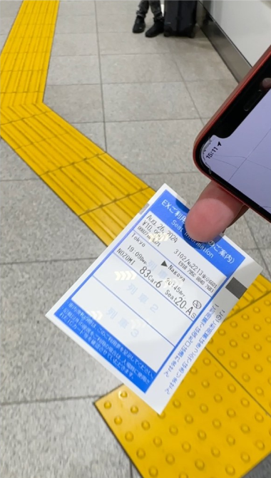 The gate screen showing seat information, step two.