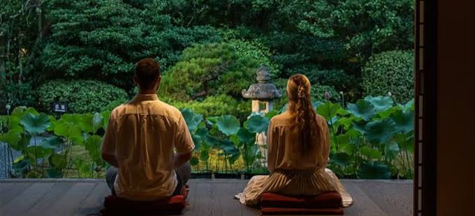 Zazen facing a temple garden