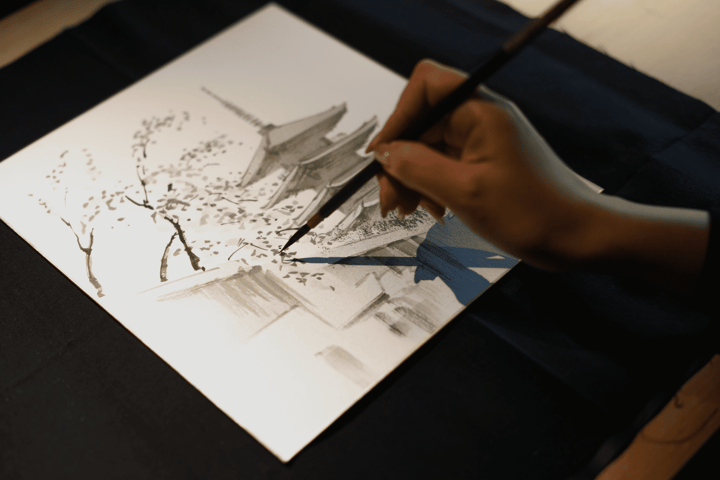 Sumi-e ink painting