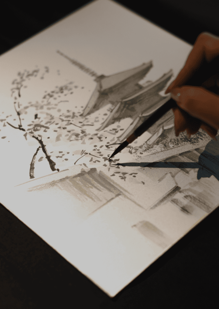Sumi-e ink painting
