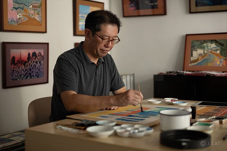 Ukiyo-e Motif Kataezome Stencil Dyeing Workshop in Tokyo with an