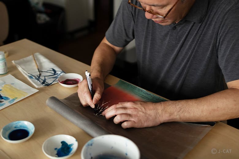 Ukiyo-e Motif Kataezome Stencil Dyeing Workshop in Tokyo